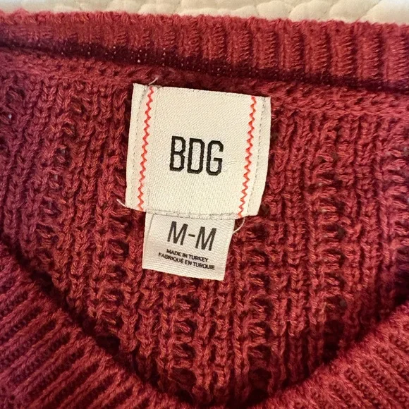 Urban Outfitters BDG Burgundy and Striped Chunky Knit Sweater Medium Grunge - Picture 5 of 9